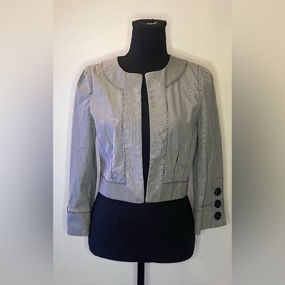 LOFT Jackets & Blazers - Loft- Black and white striped‎ blazer formal cover up 
Size 4